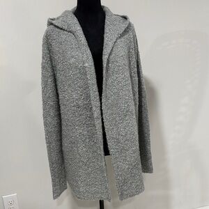 JOIE Cozy Gray Hooded Bouclé Cardigan Size M NWOT